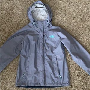 Gray north face rain coat